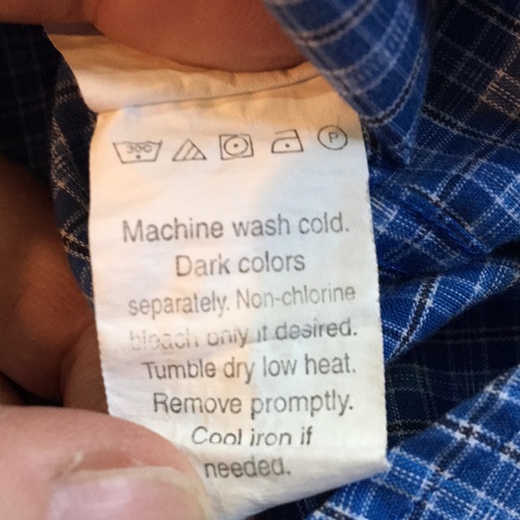 Chaps blue plaid button down, men’s L - Picture 4 of 5